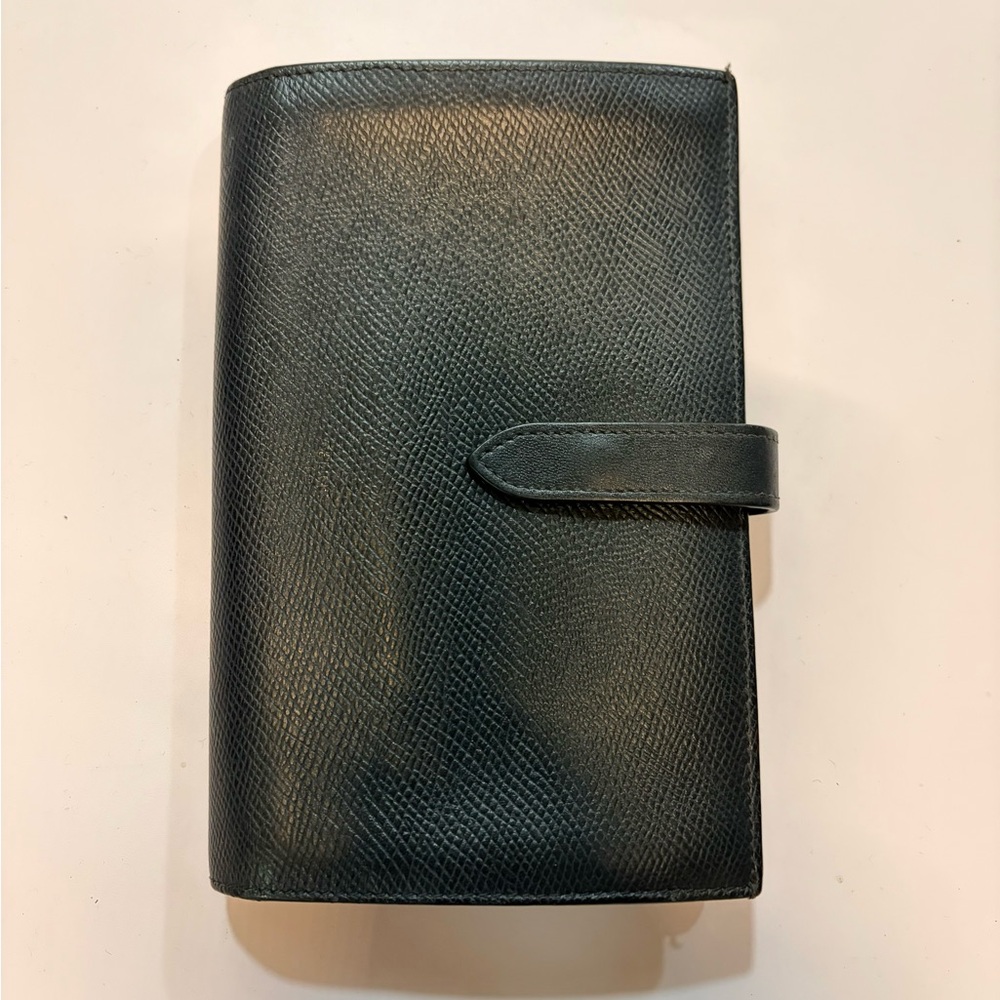 Authentic Celine Black Leather Continental Wallet Snap Strap Zip Pocket